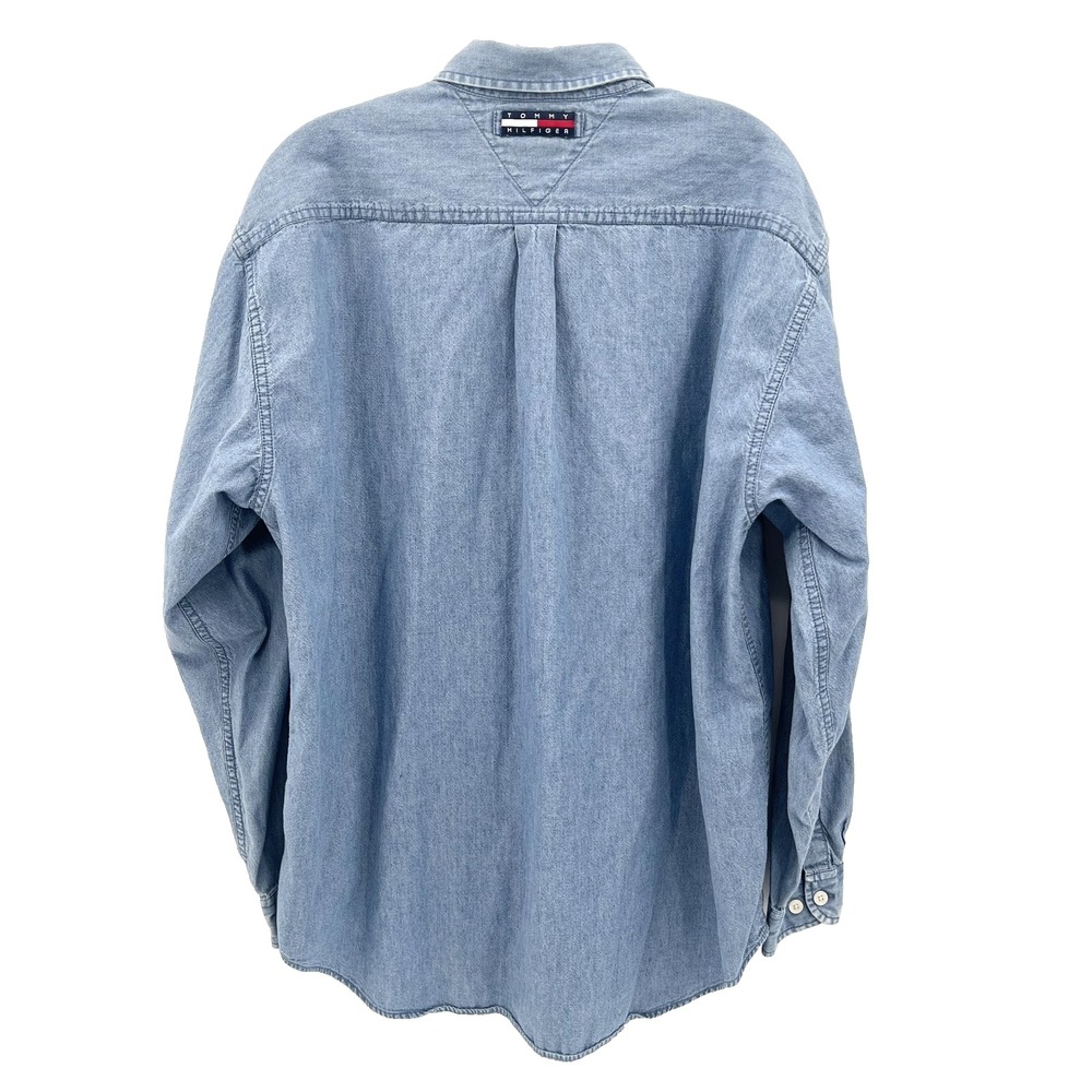 TOMMY HILFIGER Men's Sz L Vintage Lightweight Denim Long-Sleeve Button-Up Shirt - Picture 7 of 7